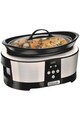 Crock-Pot Slow cooker  , 5.7 l, 2 Setari gatit, Functie pastrare la cald, Display electronic, Timer, Vas de ceramica detasabil, Argintiu Femei