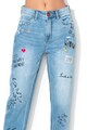 DESIGUAL Blugi mom fit cu aplicatii cu strasuri Lettering Femei