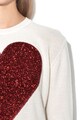 Love Moschino Пуловер с вълна и бляскава сърцевидна шарка Жени