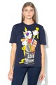 Love Moschino Tricou cu imprimeu grafic si decolteu la baza gatului Femei