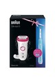 Braun Pachet Epilator  SE9-521 + Periuta dinti electrica Oral-B PRO 500, Acumulator, 2 accesorii, Alb Femei