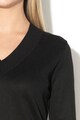 Esprit V-nyakú pulóver bordázott szegélyekkel női