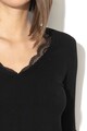 GUESS JEANS V-nyakú pulóver csipkés és strasszköves díszítéssel női