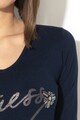 GUESS JEANS Pulover din tricot fin cu logo si paiete Femei