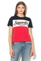 SUPERDRY Тениска с лого и цветен блок Жени