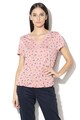 Esprit Bluza cu model floral si decupaj in V Femei