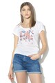 Pepe Jeans London Tricou cu imprimeu logo si floral Doreen Femei