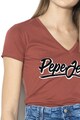 Pepe Jeans London Tricou cu decolteu in V si imprimeu logo Liz Femei