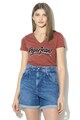 Pepe Jeans London Tricou cu decolteu in V si imprimeu logo Liz Femei