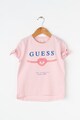 GUESS JEANS Tricou cu imprimeu logo si terminatie asimetrica Fete