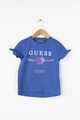 GUESS JEANS Tricou cu imprimeu logo si terminatie asimetrica Fete