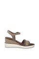 Tamaris Sandale wedge de piele si material textil Femei