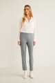 Mango Pantaloni crop straight fit in carouri Crepe Femei