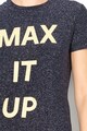 Max&Co Tricou cu aspect stralucitor si imprimeu text Damiere Femei