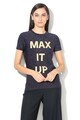 Max&Co Tricou cu aspect stralucitor si imprimeu text Damiere Femei