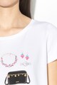 Liu Jo Moda grafikai mintás póló fodorral a hátoldalán női