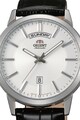 ORIENT Ceas automatic rotund cu o bratara de piele Barbati