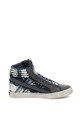 Diesel Pantofi sport mid-hi din denim si piele String Barbati