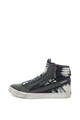 Diesel Pantofi sport mid-hi din denim si piele String Barbati