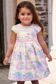 JoJo Maman Bebe Rochie evazata cu imprimeu floral si aplicatie funda Fete