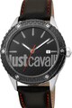 JUST CAVALLI Ceas quartz cu o curea de piele si logo pe cadran Barbati