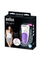 Braun Epilator  Silk-épil 5541 Wet&Dry, 28 pensete, Acumulator, Sistem de masaj, 4 accesorii, Mov/Alb Femei