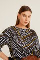 Mango Bluza din amestec de in cu imprimeu Zebra Femei