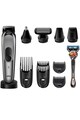 Braun Aparat de ras si tuns  MGK7021, 10-in-1, Tehnologie AutoSensing, 4 piepteni, 4 accesorii, aparat de ras Gillette Flexball, Acumulator, Negru/Gri Barbati