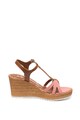 Tamaris Sandale wedge de piele si material textil Femei