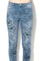 DESIGUAL Hibiscus skinny farmernadrág virágmintás hímzéssel női