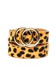 Pieces Curea de piele cu par scurt, cu animal print Karren Femei