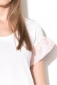 Sisley Kerek nyakú póló fodros szegélyekkel női