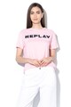 Replay Tricou cu imprimeu logo si paiete Femei