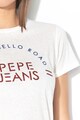 Pepe Jeans London Tricou cu decolteu la baza gatului si imprimeu logo Adalyn Femei