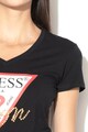 GUESS JEANS Tricou cu decolteu in V si imprimeu logo 06 Femei