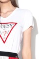 GUESS JEANS V-nyakú póló strasszkövekkel és logóval női