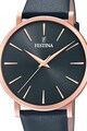 Festina Ceas analog rotund cu o curea de piele Femei