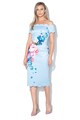 Ted Baker Rochie cu imprimeu floral si decolteu pe umeri Hailly Femei