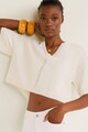 Mango Blonda crop V-nyakú pulóver női