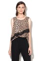 Liu Jo Bluza fara maneci, cu animal print si insertii de dantela Femei