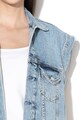 GUESS JEANS Bő fazonú farmermellény feliratos mintával a hátoldalán női