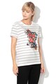 EDC by Esprit Laza fazonú csíkos póló virágos részletekkel női