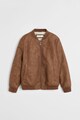 Mango Jacheta bomber de piele ecologica, cu captuseala de blana shearling sintetica Matt Baieti