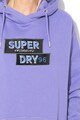 SUPERDRY Polárbélésű kapucnis pulóver logós foltrátéttel női