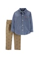 Carter's Set de camasa din chambray si pantaloni, 2 piese, Kaki/Albastru Baieti