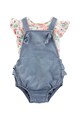 Carter's Set de salopeta cu maneci bufante si tricou cu model floral Fete