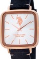 U.S. Polo Assn. Правоъгълен часовник с велурена каишка Мъже