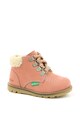 Kickers kids Bocanci de piele nabuc cu garnituri de blana shearling sintetica Nonohook Baieti