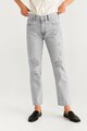 Mango Grey straight fit farmernadrág szaggatott részletekkel női