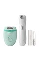 Philips Set epilator  Satinelle /00, 2 setari de viteza, tehnologie Opti-light, mini epilator inclus, penseta cu lumina si oglinda integrate, Turcoaz Femei